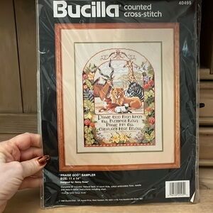 Bucilla Counted Cross Stitch Kit “Praise God” Sampler Animals New 1990